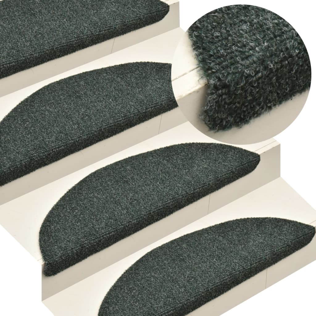 Itsekiinnittyvät porrasmatot 15 kpl vihreä 56x17x3cm neulahuopa - Sisustajankoti.fi