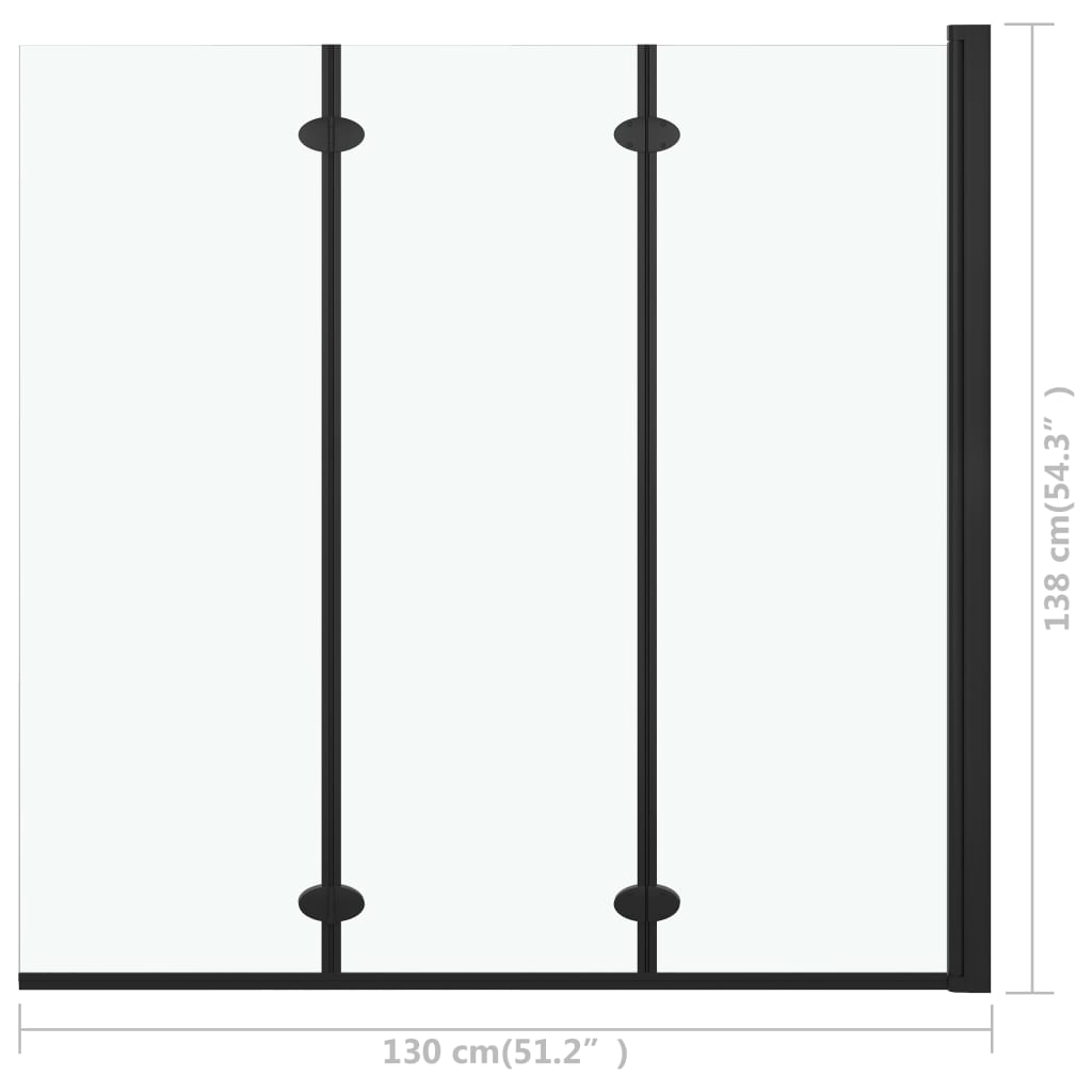 Taittuva suihkukaappi 3 paneelia ESG 130x138 cm musta - Sisustajankoti.fi