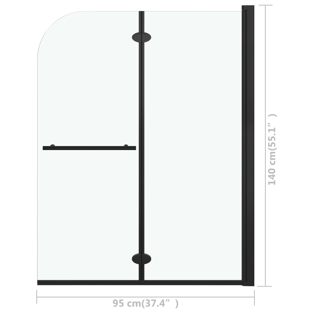 Taittuva suihkukaappi 2 paneelia ESG 95x140 cm musta - Sisustajankoti.fi