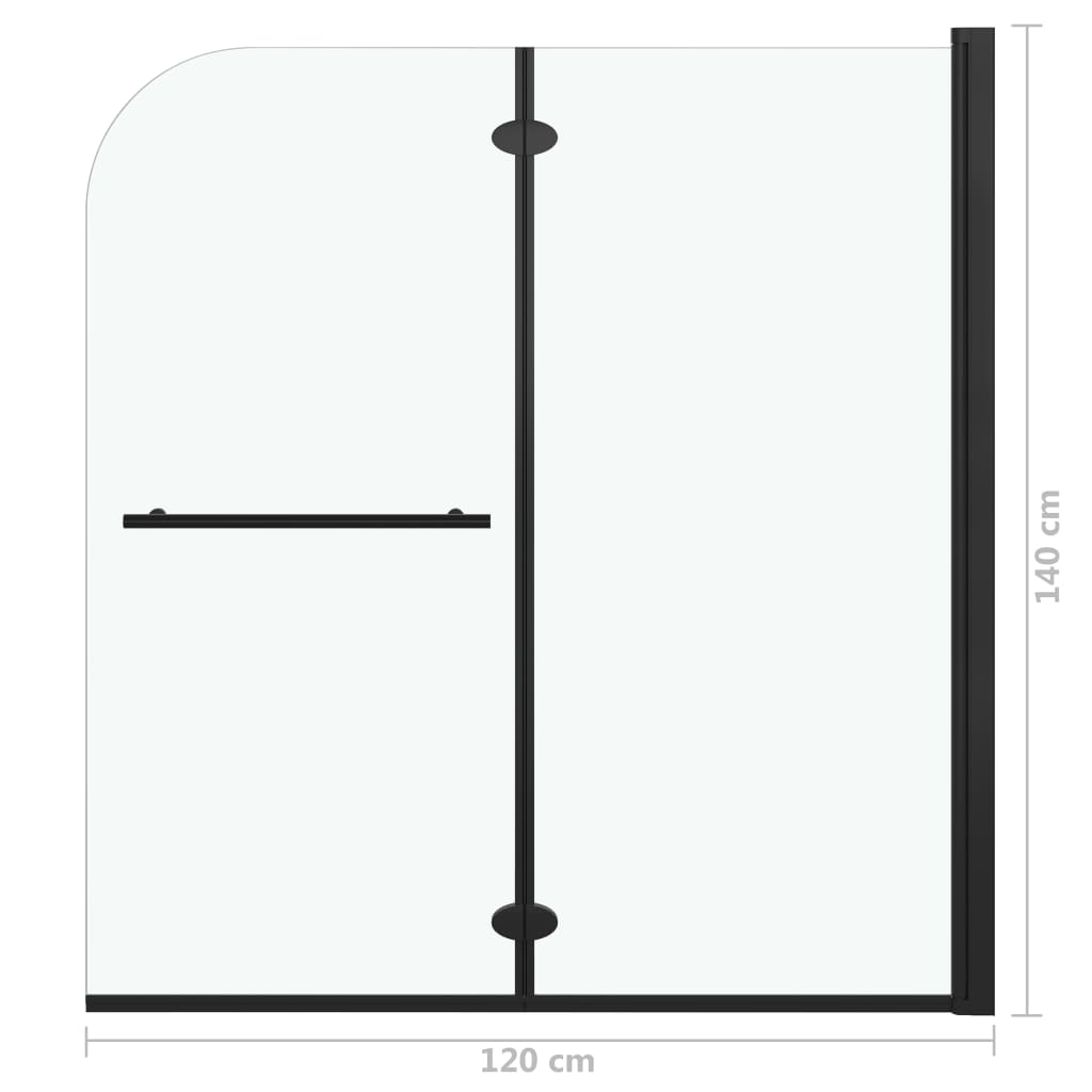 Taittuva suihkukaappi 2 paneelia ESG 120x140 cm musta - Sisustajankoti.fi