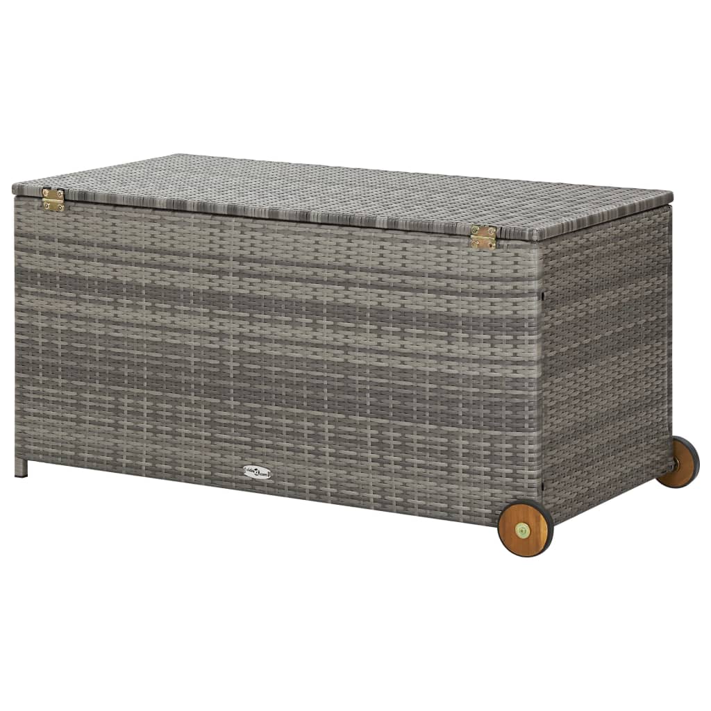 Puutarhan säilytyslaatikko v.harmaa 130x65x115 cm polyrottinki - Sisustajankoti.fi