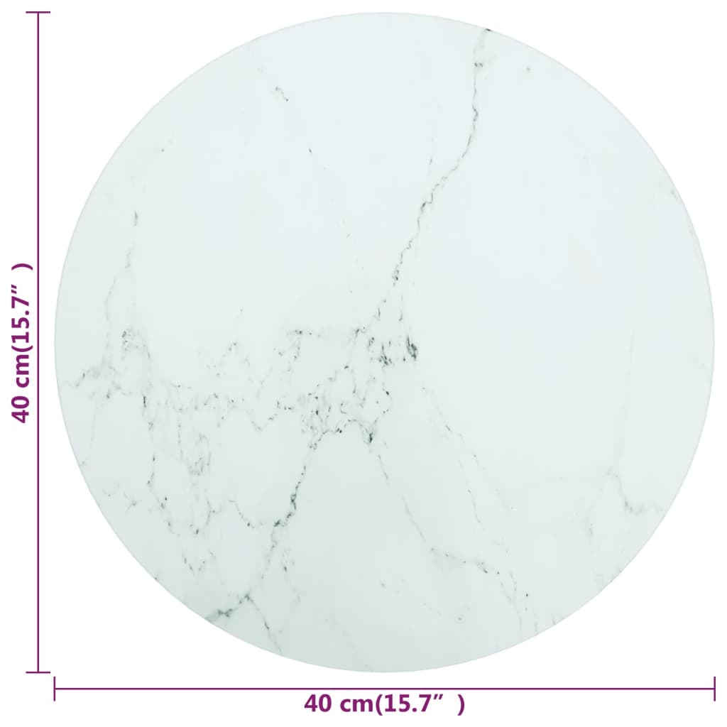 Pöytälevy valkoinen Ø40x0,8 cm karkaistu lasi marmorikuvio - Sisustajankoti.fi