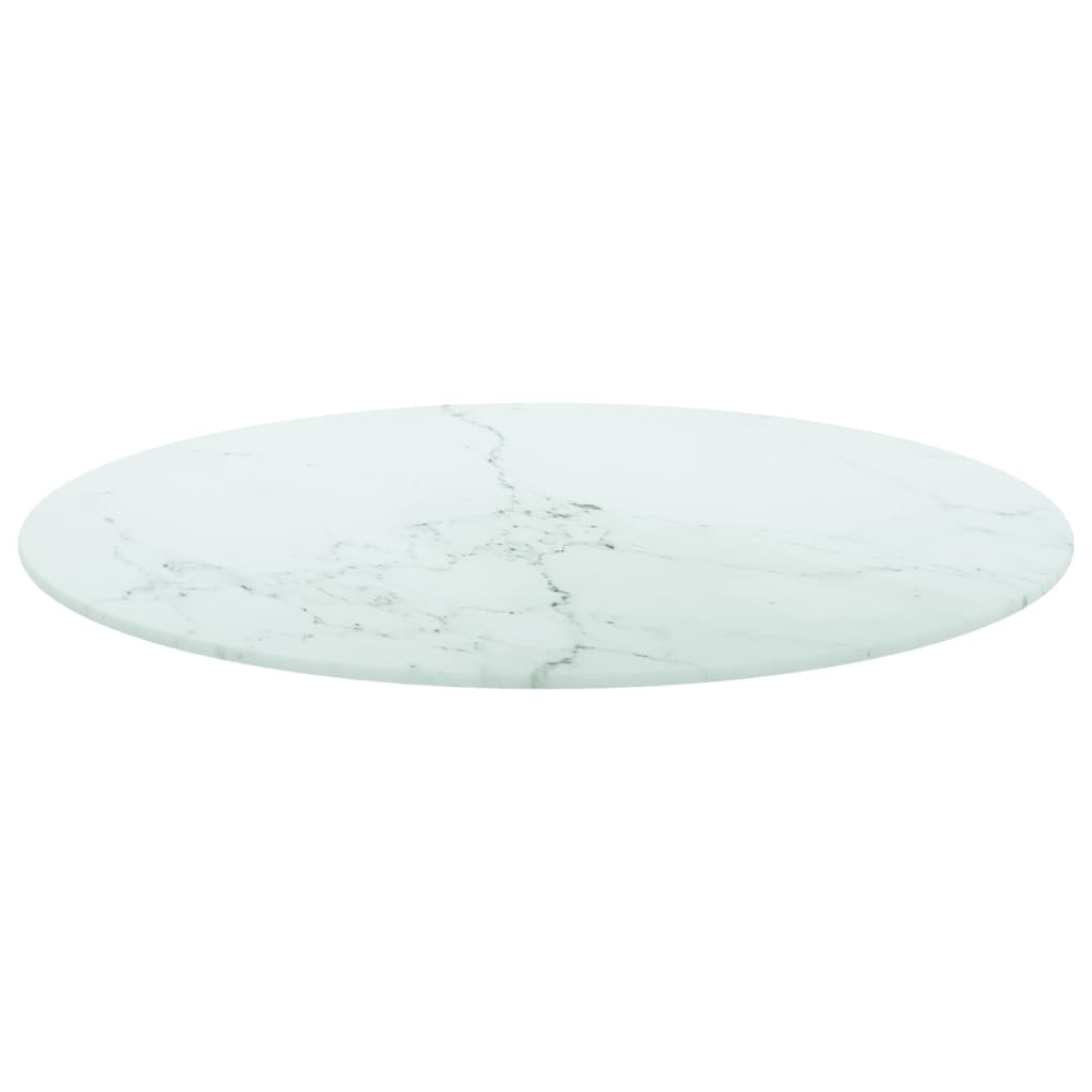 Pöytälevy valkoinen Ø60x0,8 cm karkaistu lasi marmorikuvio - Sisustajankoti.fi