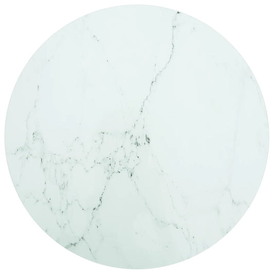 Pöytälevy valkoinen Ø70x0,8 cm karkaistu lasi marmorikuvio - Sisustajankoti.fi