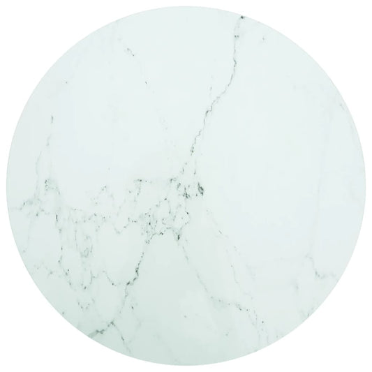Pöytälevy valkoinen Ø80x1 cm karkaistu lasi marmorikuvio - Sisustajankoti.fi