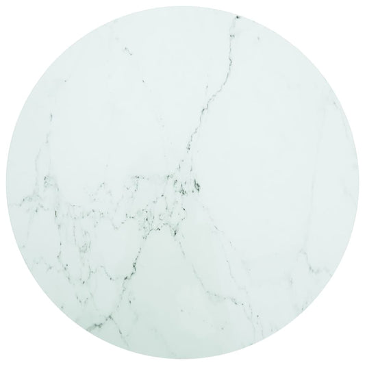 Pöytälevy valkoinen Ø90x1 cm karkaistu lasi marmorikuvio - Sisustajankoti.fi