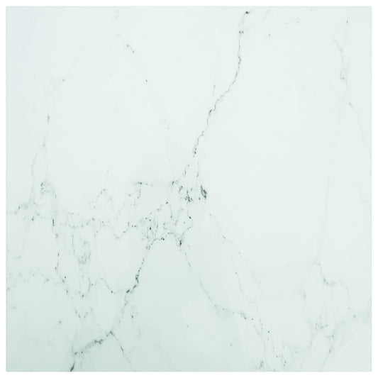 Pöytälevy valkoinen 70x70 cm 6 mm karkaistu lasi marmorikuvio - Sisustajankoti.fi