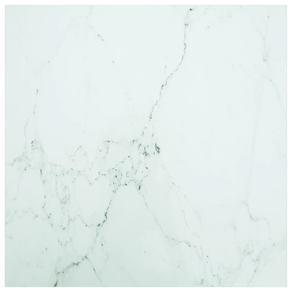 Pöytälevy valkoinen 80x80 cm 6 mm karkaistu lasi marmorikuvio - Sisustajankoti.fi