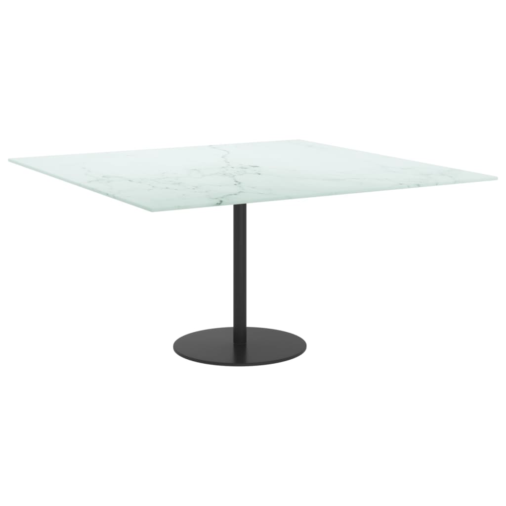 Pöytälevy valkoinen 80x80 cm 6 mm karkaistu lasi marmorikuvio - Sisustajankoti.fi