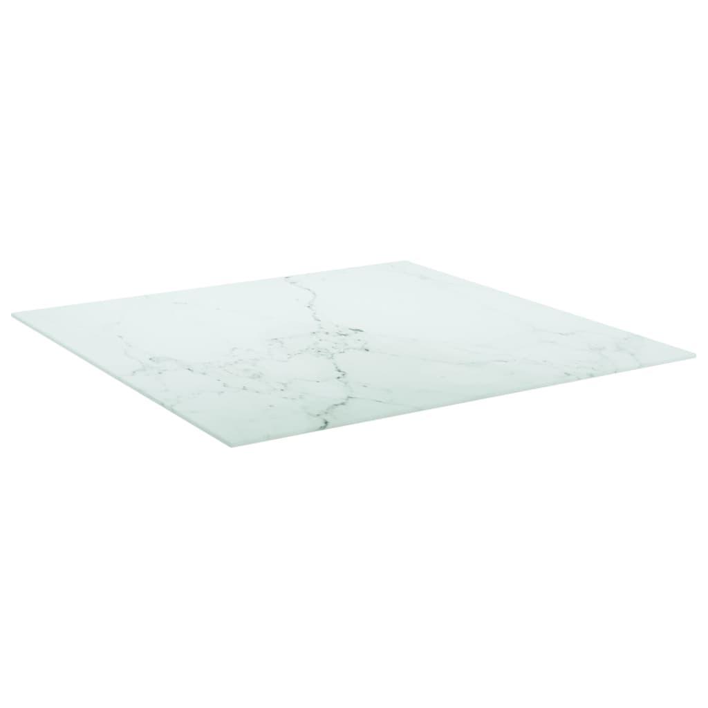 Pöytälevy valkoinen 80x80 cm 6 mm karkaistu lasi marmorikuvio - Sisustajankoti.fi