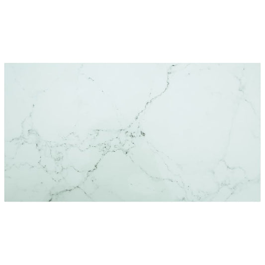 Pöytälevy valkoinen 120x65 cm 8 mm karkaistu lasi marmorikuvio - Sisustajankoti.fi