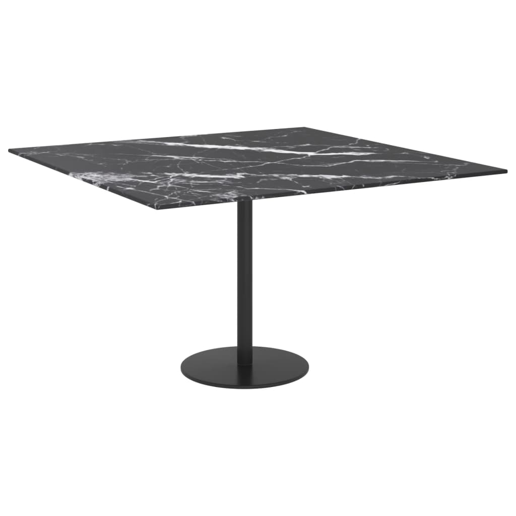 Pöytälevy musta 70x70 cm 6 mm karkaistu lasi marmorikuvio - Sisustajankoti.fi