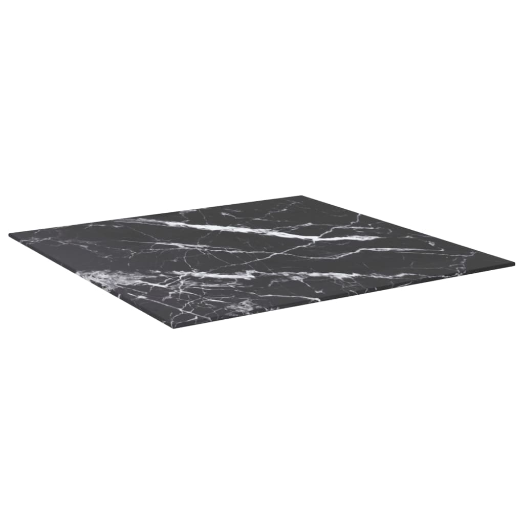 Pöytälevy musta 70x70 cm 6 mm karkaistu lasi marmorikuvio - Sisustajankoti.fi