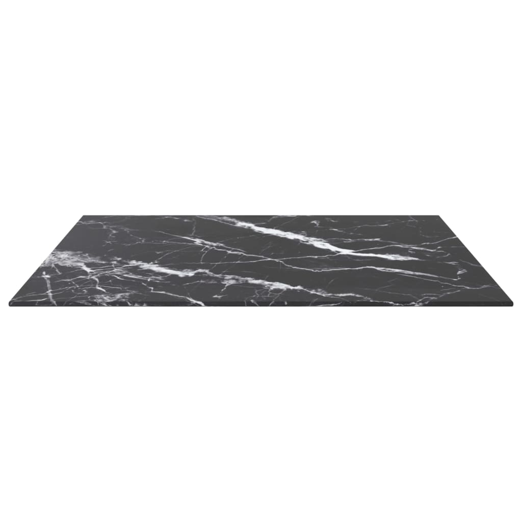 Pöytälevy musta 70x70 cm 6 mm karkaistu lasi marmorikuvio - Sisustajankoti.fi