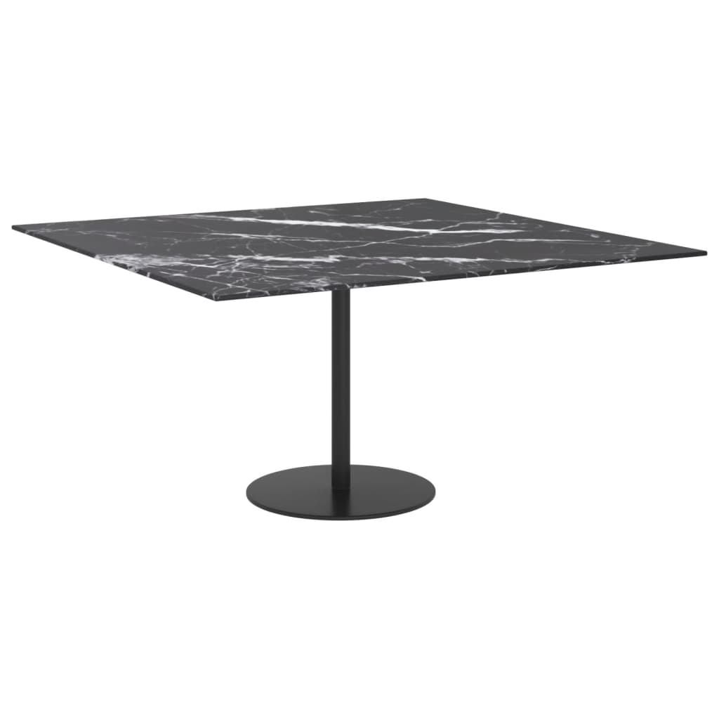 Pöytälevy musta 80x80 cm 6 mm karkaistu lasi marmorikuvio - Sisustajankoti.fi