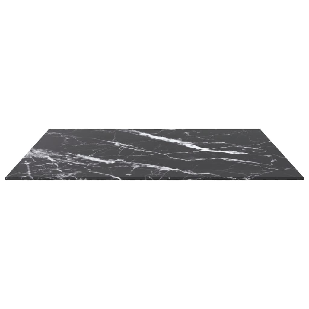 Pöytälevy musta 80x80 cm 6 mm karkaistu lasi marmorikuvio - Sisustajankoti.fi