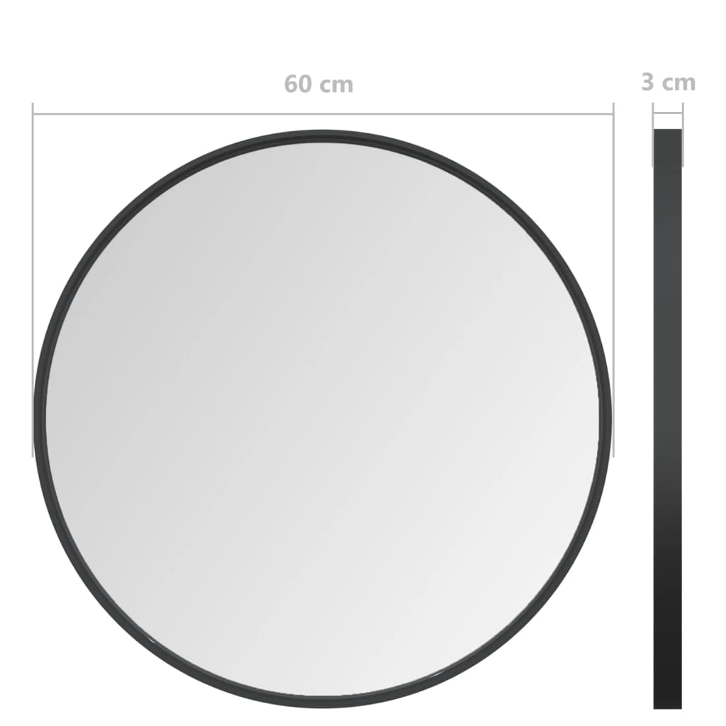 Seinäpeili 60 cm musta - Sisustajankoti.fi