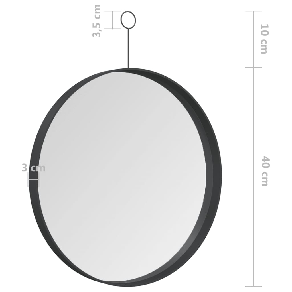Riippuva peili koukulla 40 cm musta - Sisustajankoti.fi
