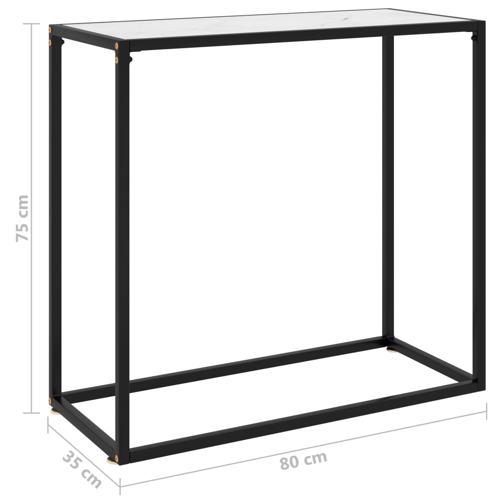 Konsolipöytä valkoinen 80x35x75 cm karkaistu lasi - Sisustajankoti.fi