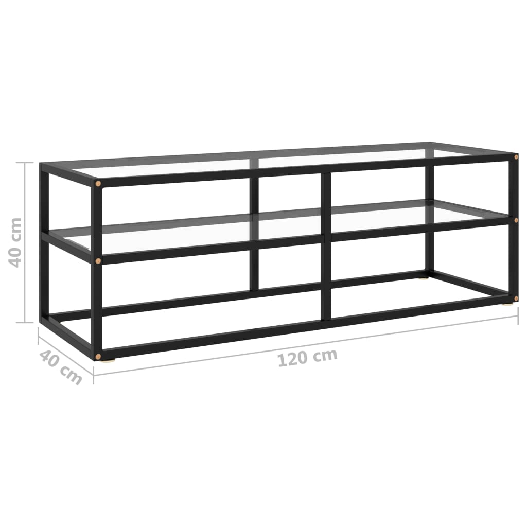TV-taso musta karkaistu lasi 120x40x40 cm - Sisustajankoti.fi