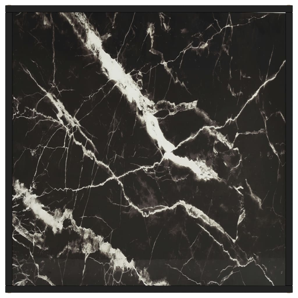 Sohvapöytä musta mustalla marmorilasilla 80x80x35 cm - Sisustajankoti.fi