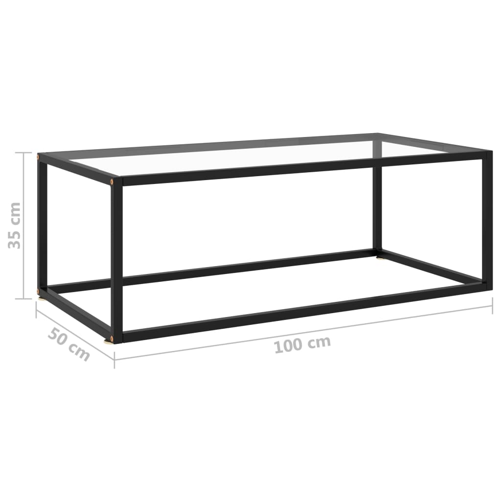 Sohvapöytä musta karkaistu lasi 100x50x35 cm - Sisustajankoti.fi