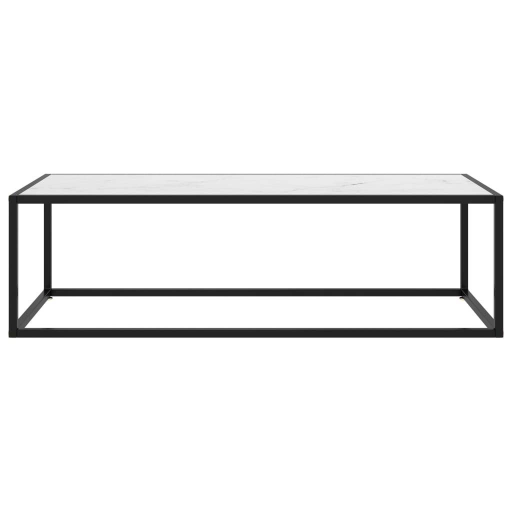 Sohvapöytä musta valkoisella marmorilasilla 120x50x35 cm - Sisustajankoti.fi