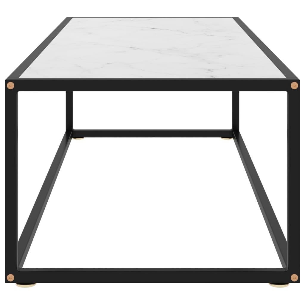 Sohvapöytä musta valkoisella marmorilasilla 120x50x35 cm - Sisustajankoti.fi