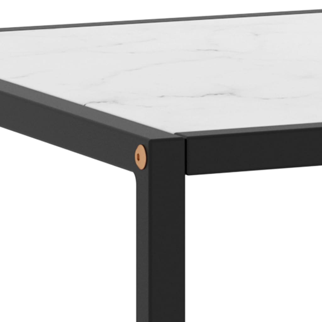 Sohvapöytä musta valkoisella marmorilasilla 120x50x35 cm - Sisustajankoti.fi