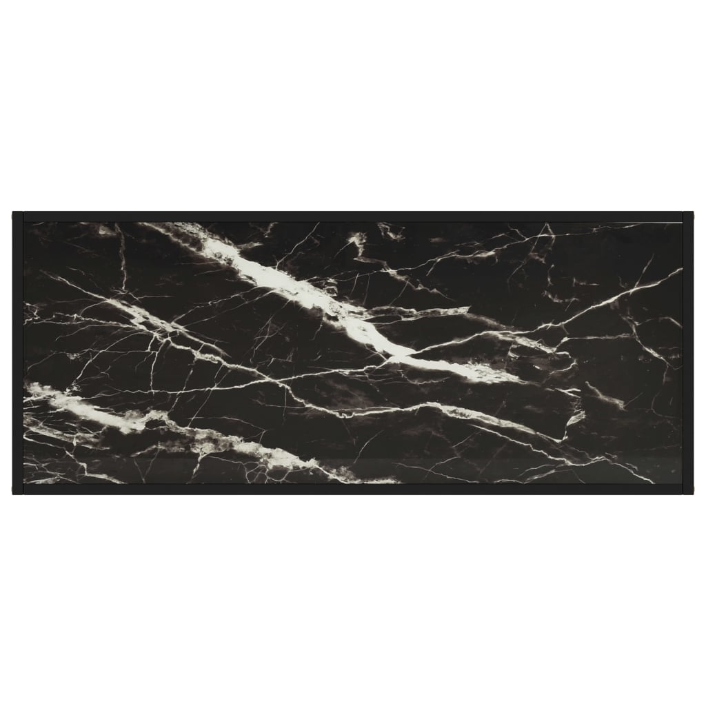 Sohvapöytä musta mustalla marmorilasilla 120x50x35 cm - Sisustajankoti.fi