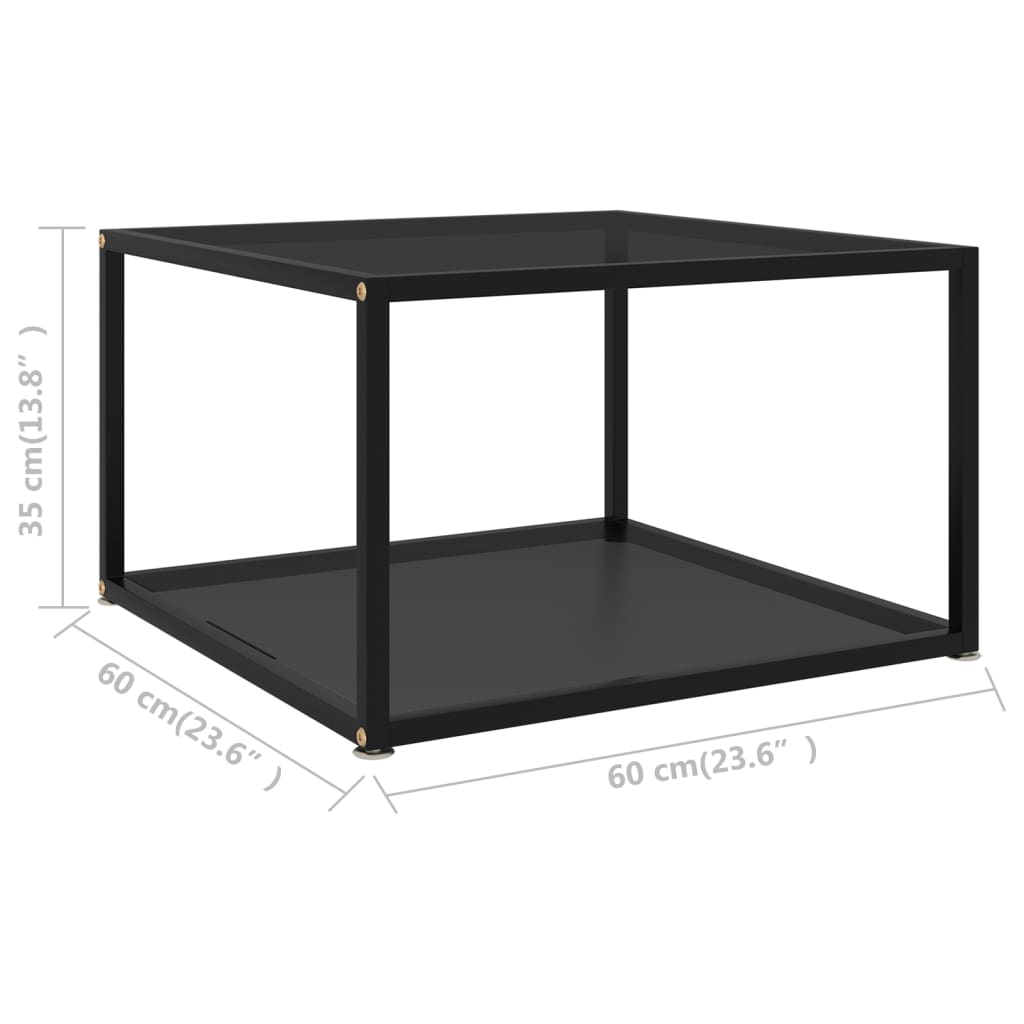 Sohvapöytä musta 60x60x35 cm karkaistu lasi - Sisustajankoti.fi