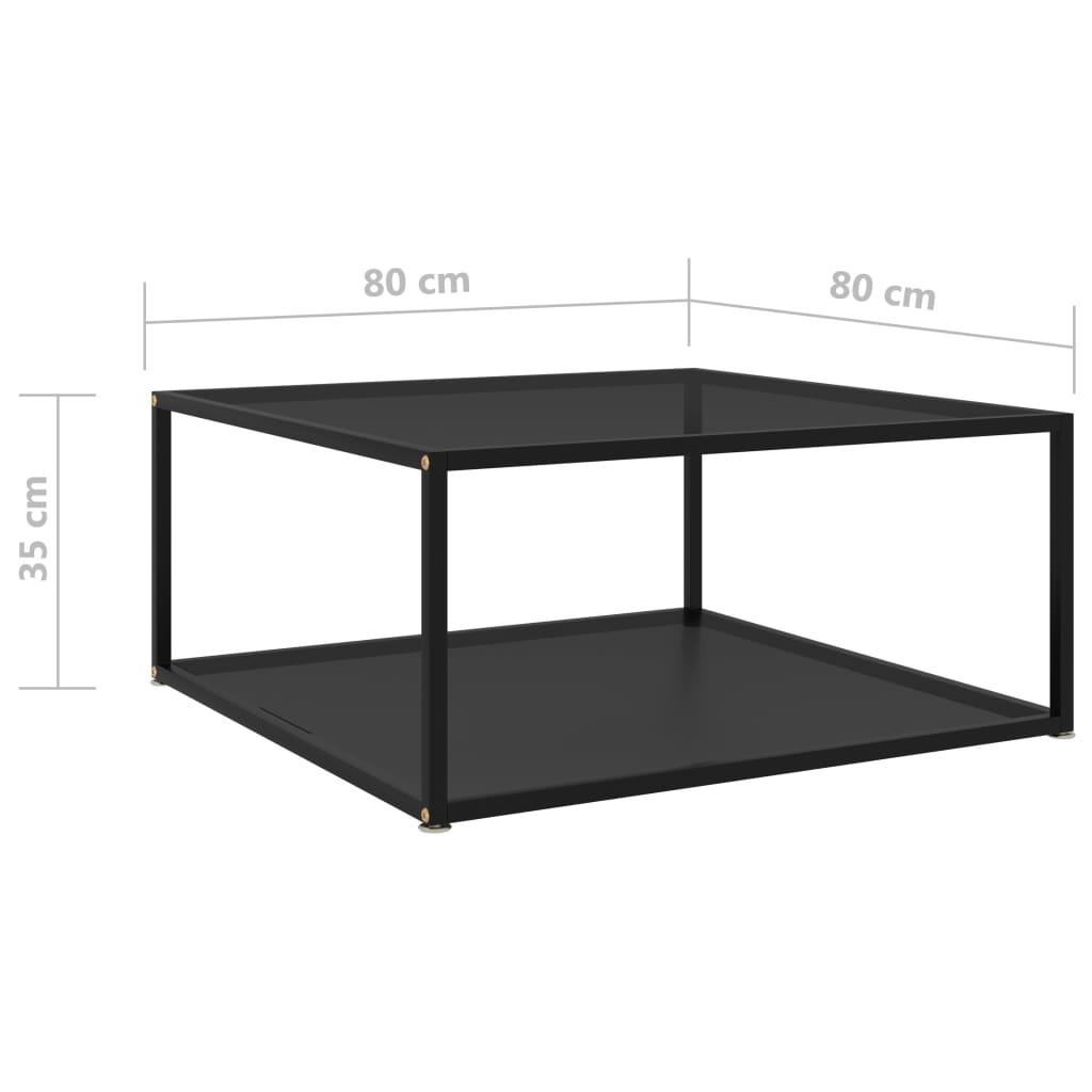 Sohvapöytä musta 80x80x35 cm karkaistu lasi - Sisustajankoti.fi