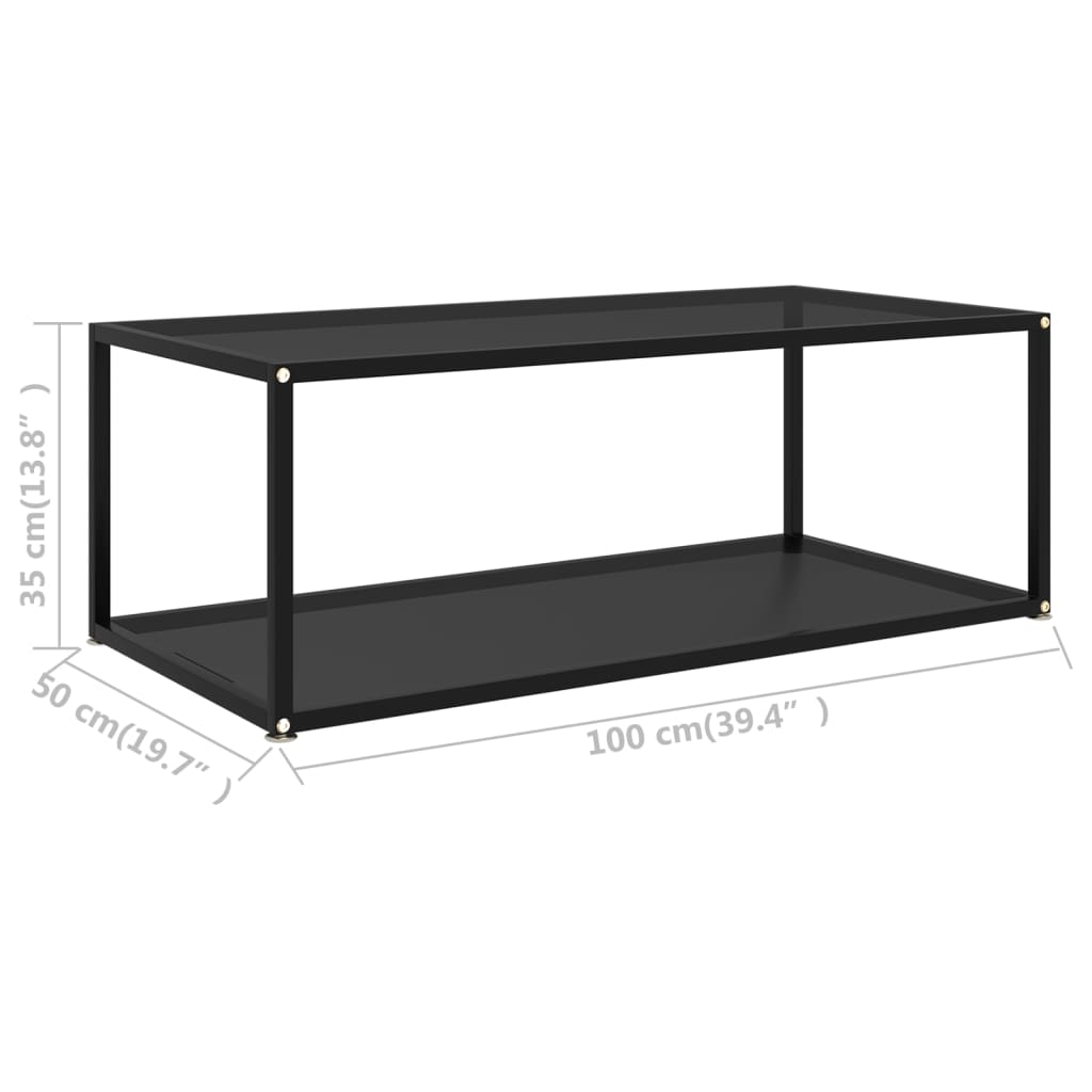 Sohvapöytä musta 100x50x35 cm karkaistu lasi - Sisustajankoti.fi