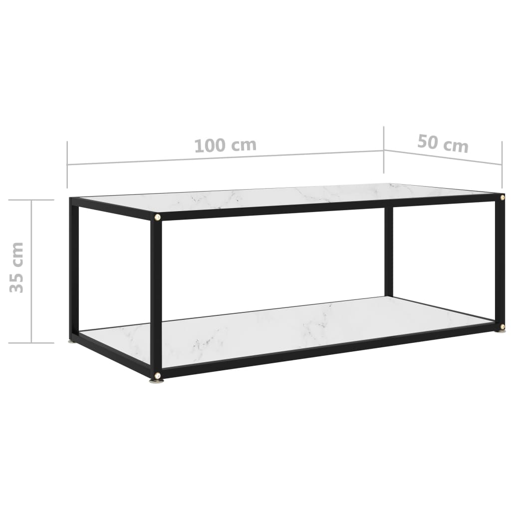 Sohvapöytä valkoinen 100x50x35 cm karkaistu lasi - Sisustajankoti.fi
