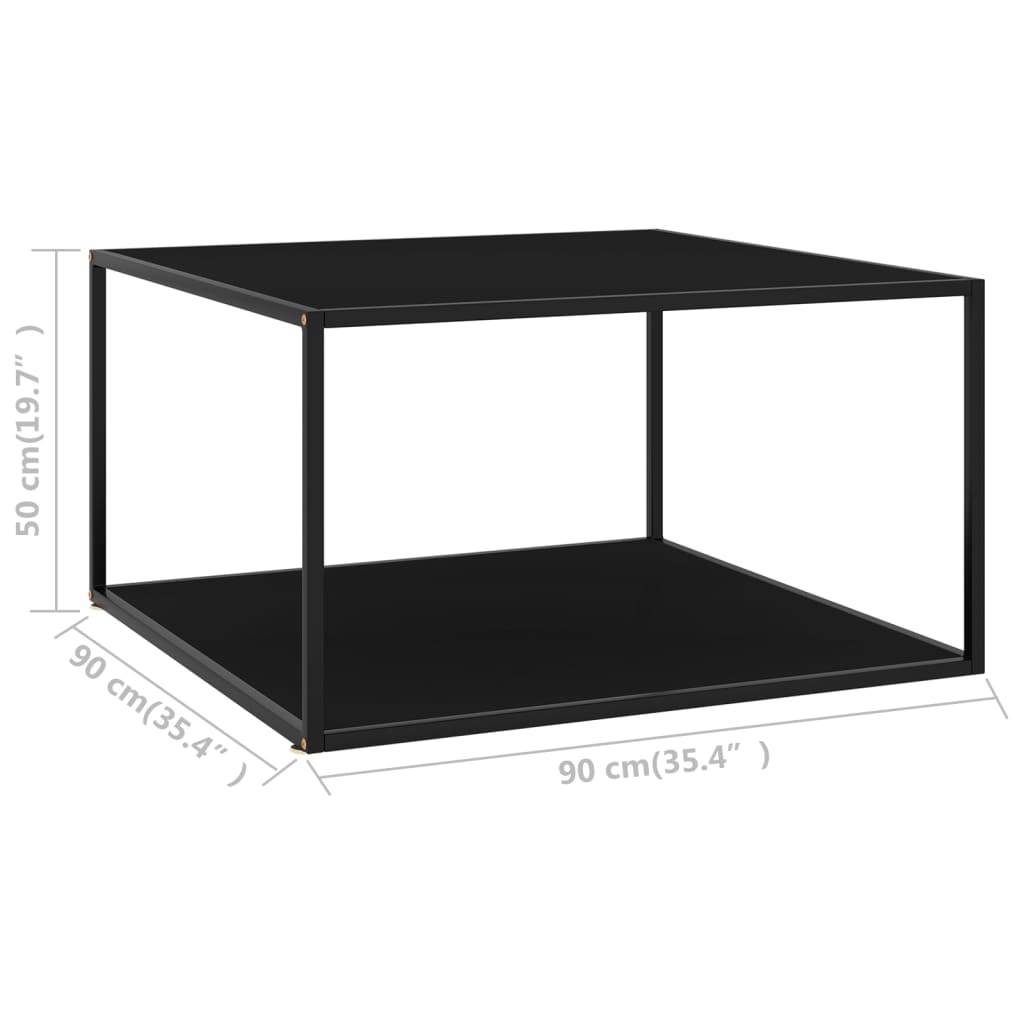 Sohvapöytä musta lasi 90x90x50 cm - Sisustajankoti.fi