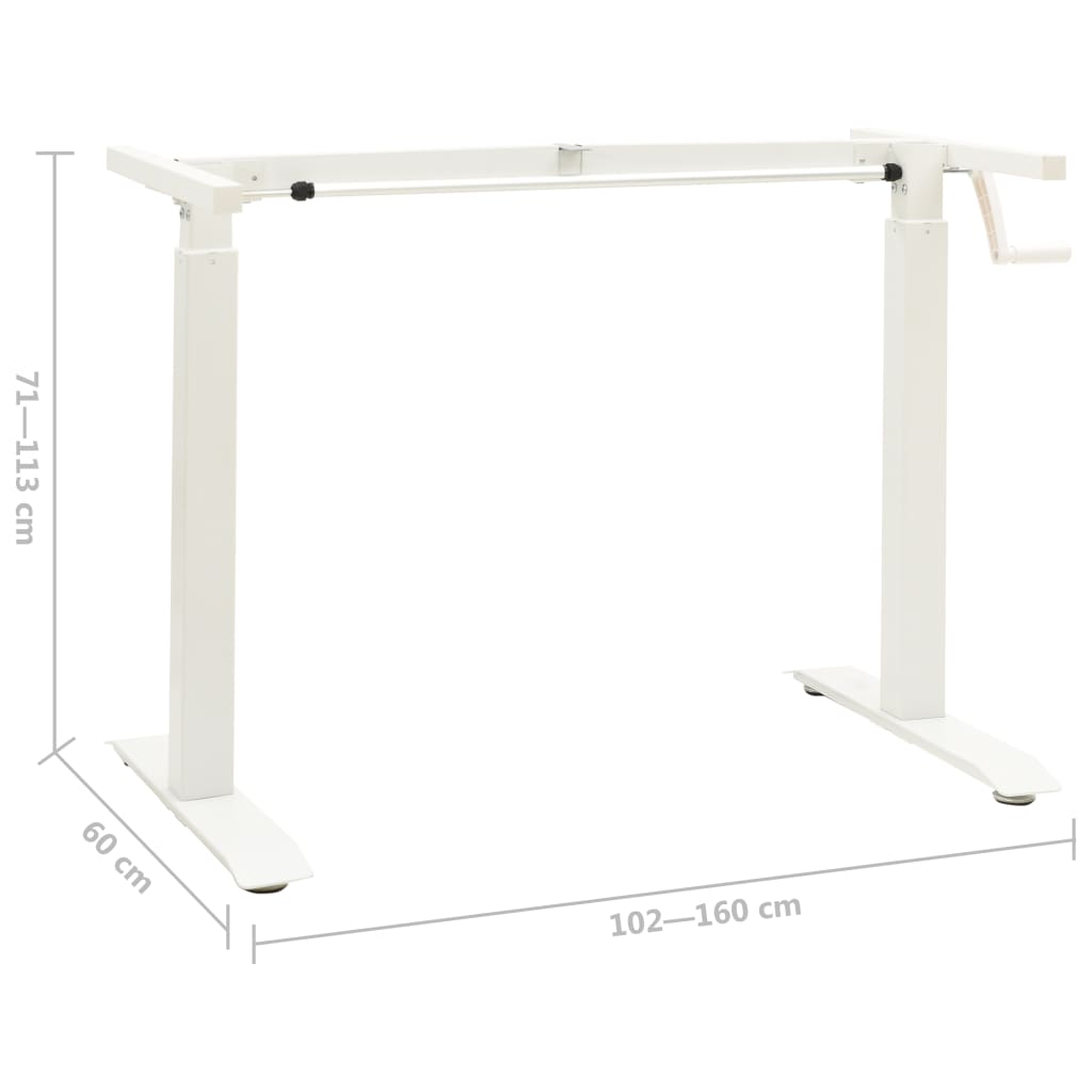 Manuaalisesti korkeussäädettävä työpöydän runko valkoinen - Sisustajankoti.fi