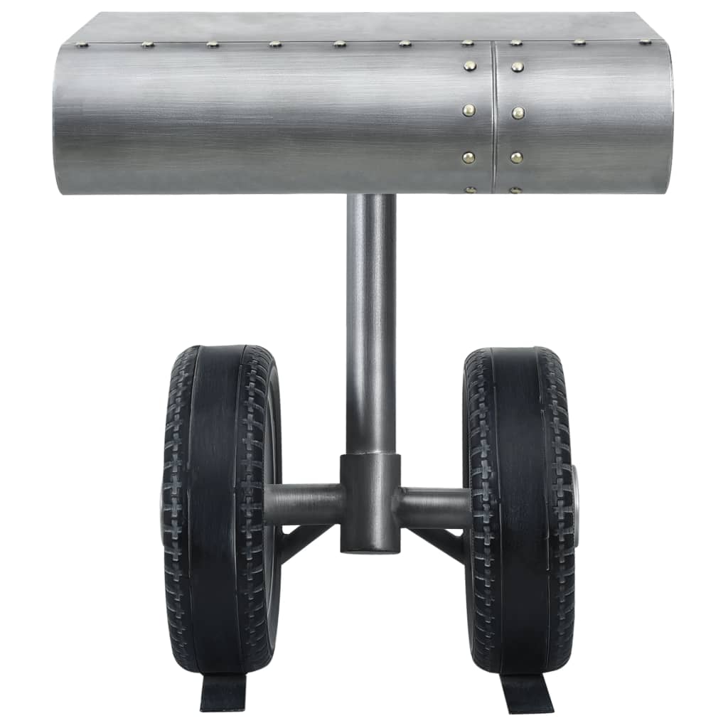 321463 Side Table with Wheels Design Silver and Black 53x40x60 cm Iron - Sisustajankoti.fi