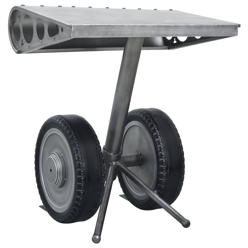 321463 Side Table with Wheels Design Silver and Black 53x40x60 cm Iron - Sisustajankoti.fi