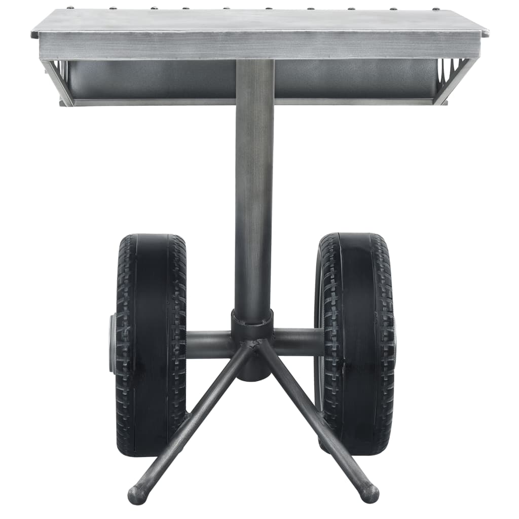 321463 Side Table with Wheels Design Silver and Black 53x40x60 cm Iron - Sisustajankoti.fi