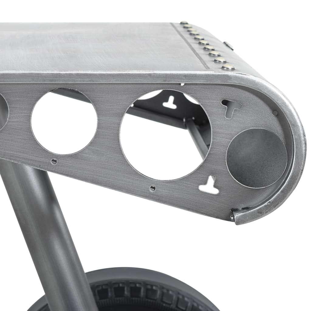 321463 Side Table with Wheels Design Silver and Black 53x40x60 cm Iron - Sisustajankoti.fi