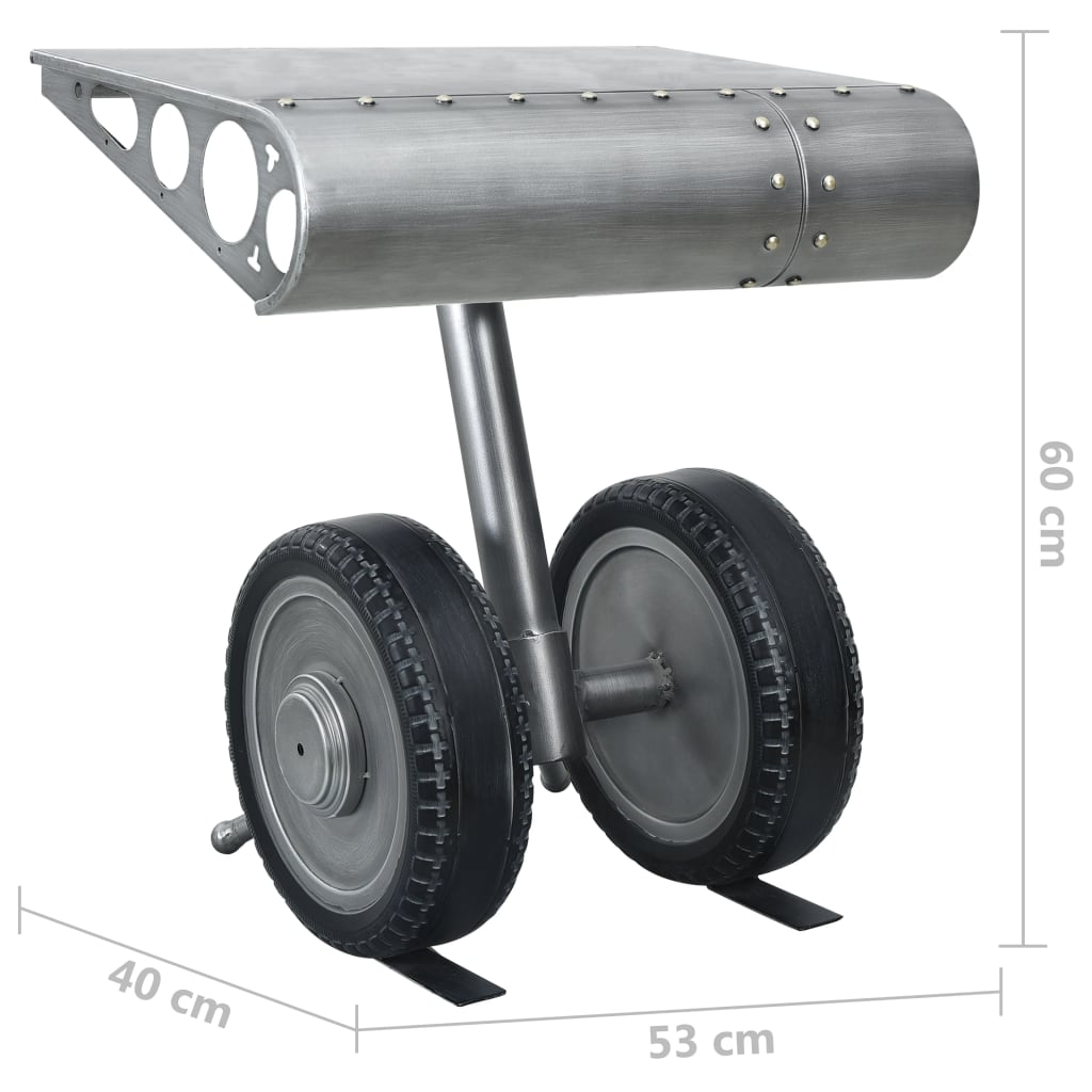 321463 Side Table with Wheels Design Silver and Black 53x40x60 cm Iron - Sisustajankoti.fi