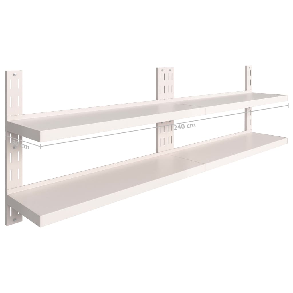 2-Krs kelluvat seinähyllyt 2 kpl ruostumaton teräs 240x30 cm - Sisustajankoti.fi