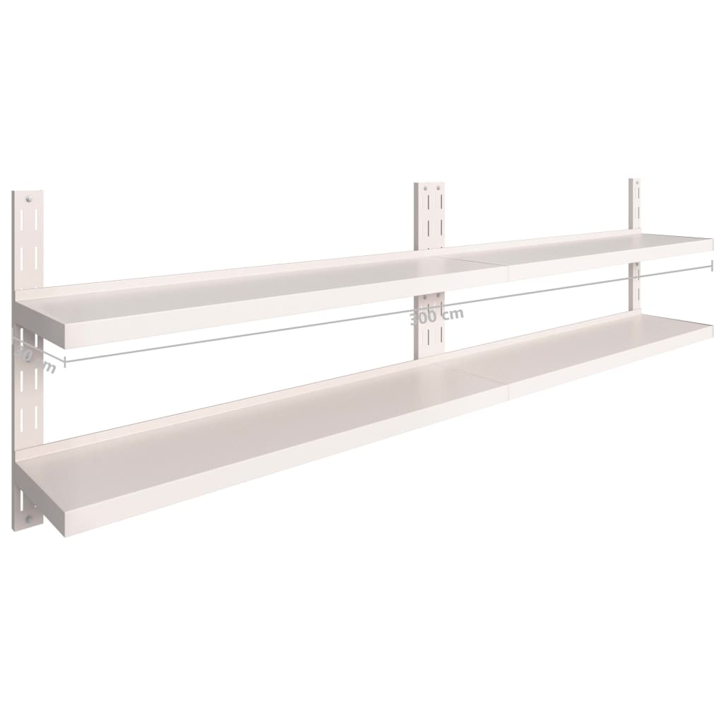 2-krs Kelluvat seinähyllyt 2 kpl ruostumaton teräs 300x30 cm - Sisustajankoti.fi