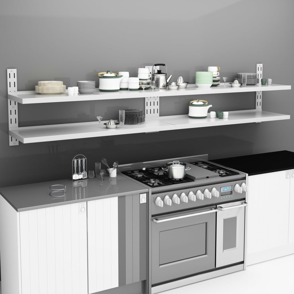 2-krs Kelluvat seinähyllyt 2 kpl ruostumaton teräs 300x30 cm - Sisustajankoti.fi