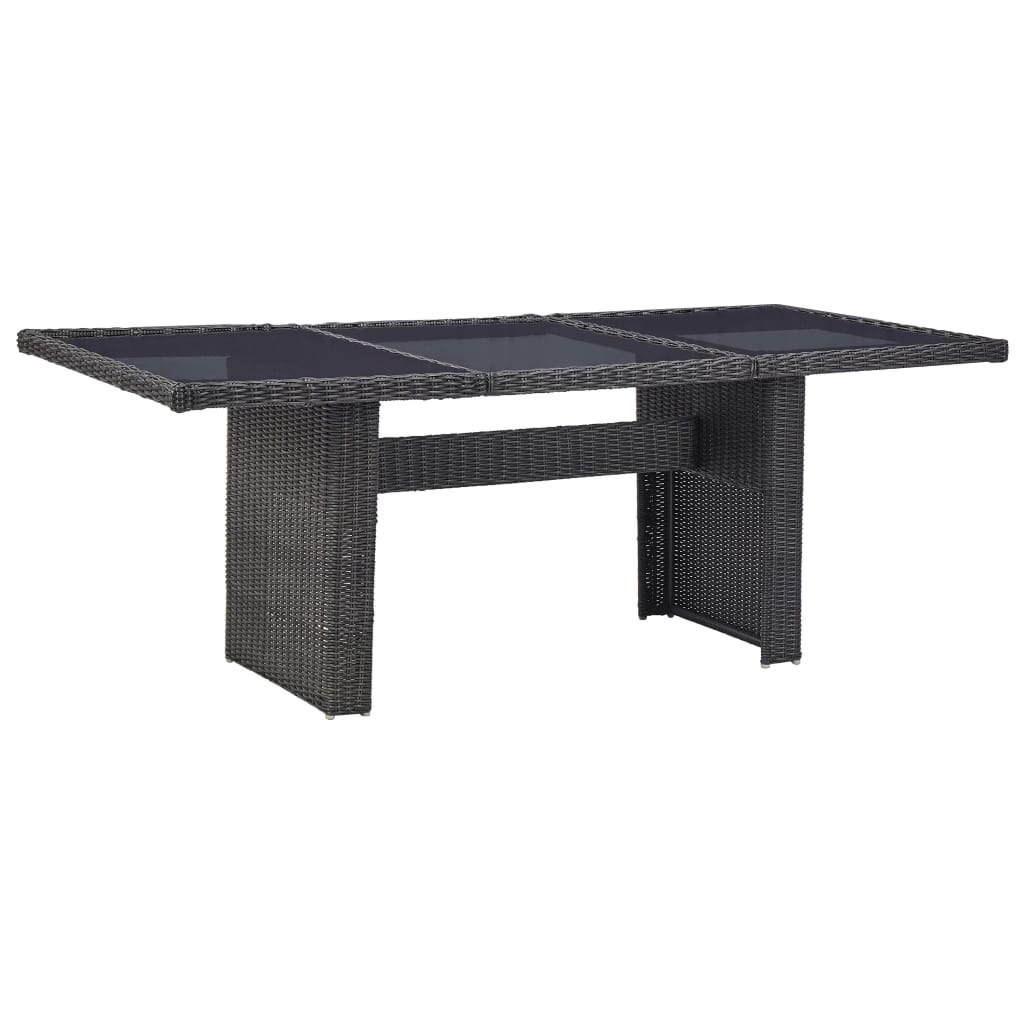Puutarhan ruokapöytä musta 200x100x74 cm lasi ja polyrottinki - Sisustajankoti.fi