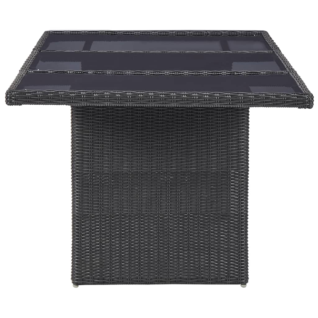 Puutarhan ruokapöytä musta 200x100x74 cm lasi ja polyrottinki - Sisustajankoti.fi