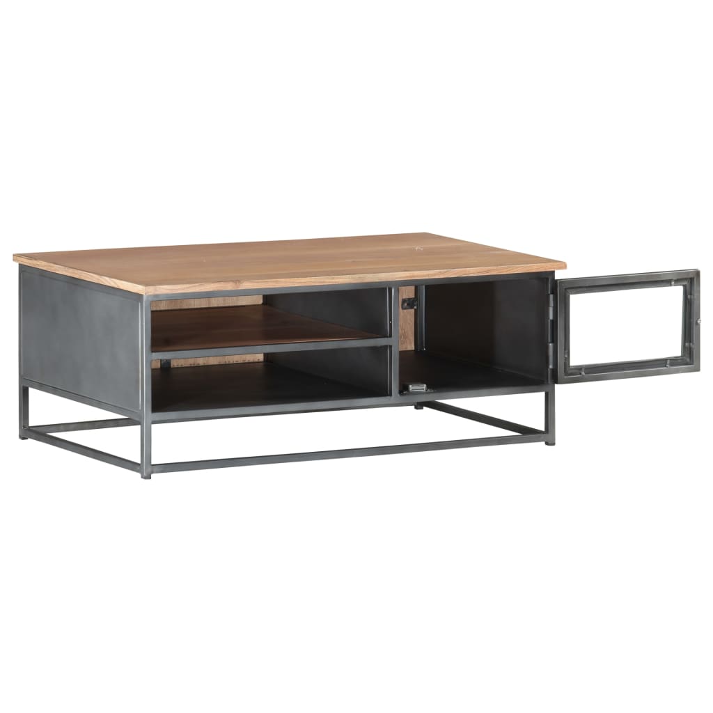 Sohvapöytä harmaa 90x50x35 cm täysi akaasiapuu - Sisustajankoti.fi