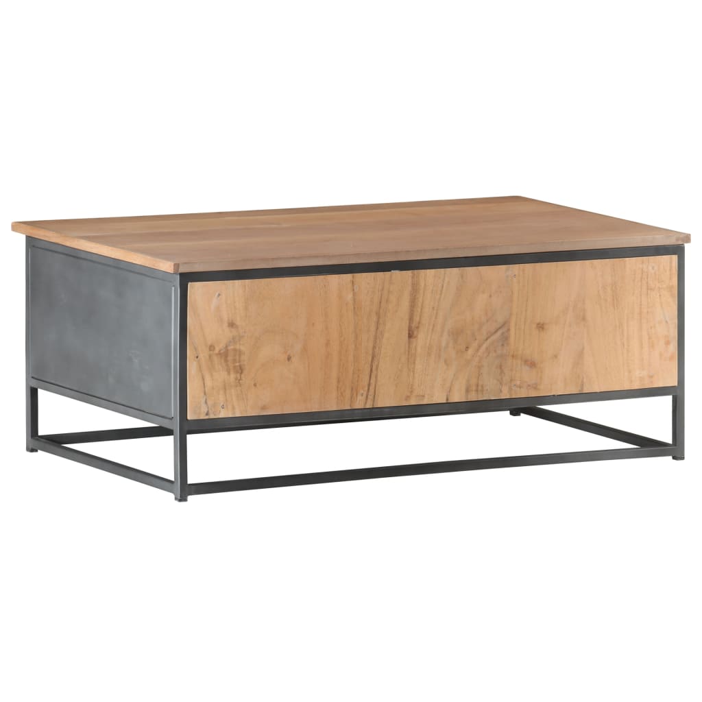Sohvapöytä harmaa 90x50x35 cm täysi akaasiapuu - Sisustajankoti.fi