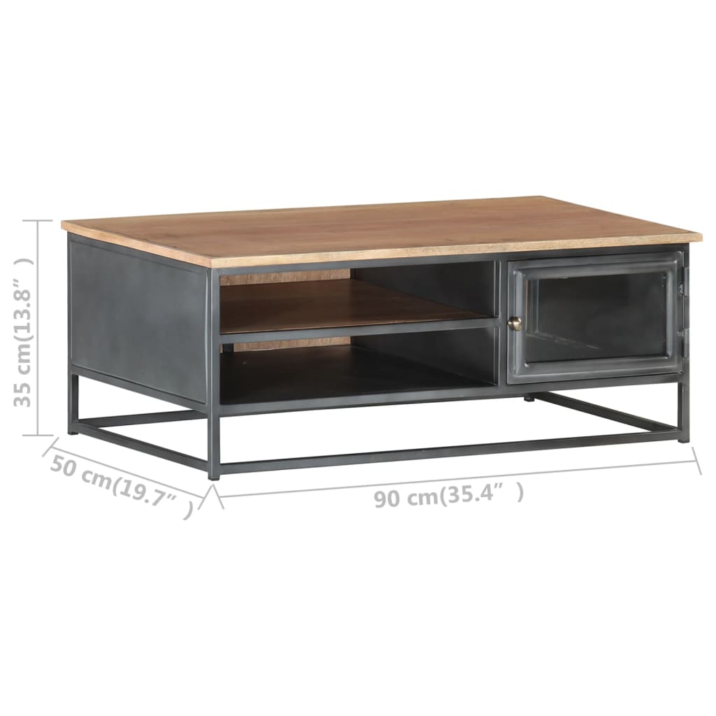 Sohvapöytä harmaa 90x50x35 cm täysi akaasiapuu - Sisustajankoti.fi