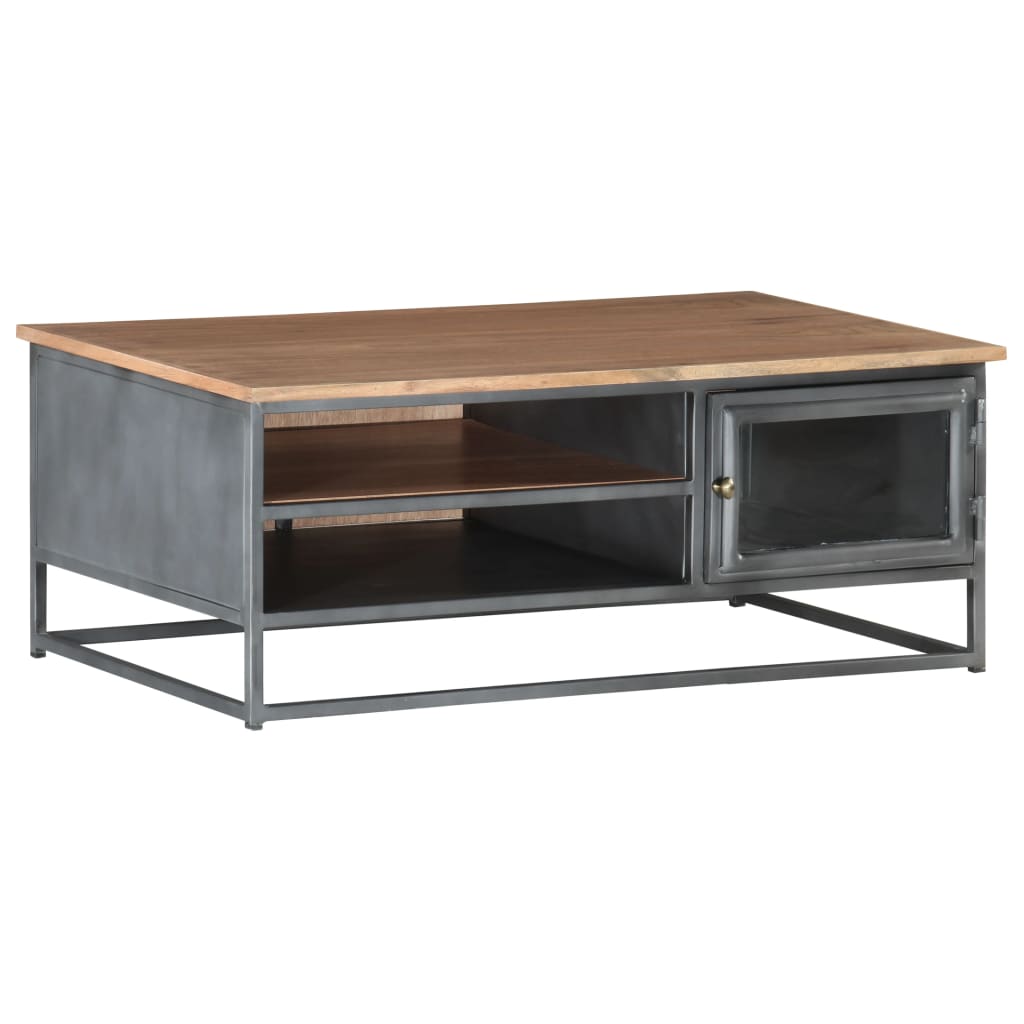Sohvapöytä harmaa 90x50x35 cm täysi akaasiapuu - Sisustajankoti.fi